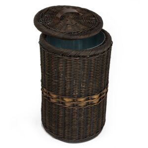 Tall Woven Trash Bin with Metal Liner with Practical Detail
