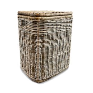 2-Compartment Natural Wicker Laundry Hamper with Practical Detail