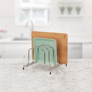Slim Adjustable Cookware and Cutting Board Organizer