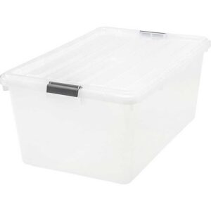 Clear Stackable Lidded Plastic Storage Container 68 Quart