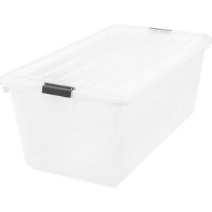 Clear Stackable Lidded Plastic Storage Container 91 Quart