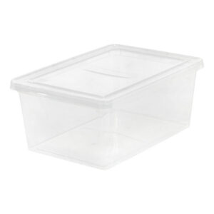 Clear Stackable Lidded Plastic Storage Container 17 Quart