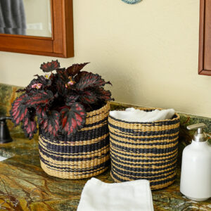 2-Piece Striped Elephant Grass Nesting Baskets