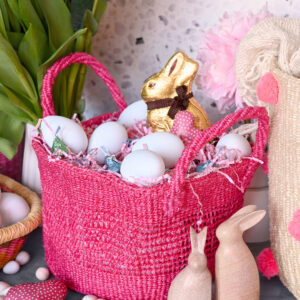 Pink Lace Weave Square Sisal Baskets