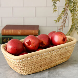 Beaded Rectangle Storage Basket with White Beads