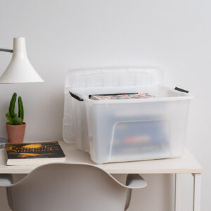 Compact Stackable Lidded Plastic Storage Container 40 Quart 6
