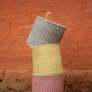 Yellow & Natural Woven Reed Reed Basket