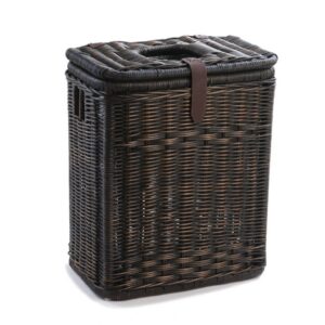 Inset Rectangular Woven Trash Bin with Metal Liner for Everyday Storage