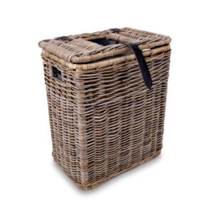 Inset Rectangular Natural Woven Trash Bin with Metal Liner for Everyday Storage