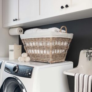Natural French-Style Wicker Laundry Basket