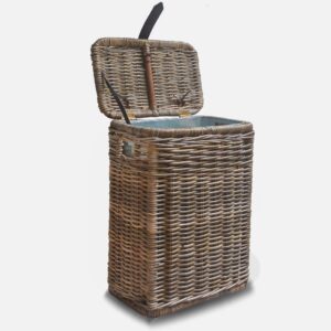 Natural Wicker Rectangular Kitchen Trash Basket with Metal Liner