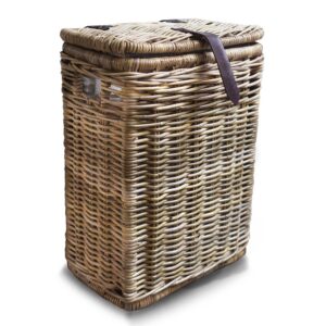 Natural Wicker Rectangular Kitchen Trash Basket with Metal Liner