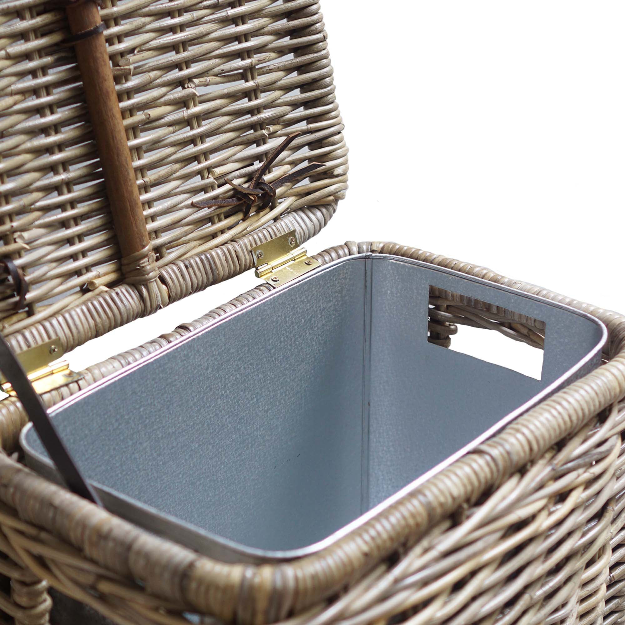 Natural Wicker Rectangular Kitchen Trash Basket with Metal Liner - Image 3