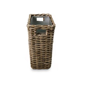 Rectangular Natural Woven Waste Bin with Metal Liner for Everyday Storage