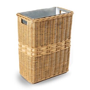 Large Woven Waste Bin with Metal Liner for Everyday Storage