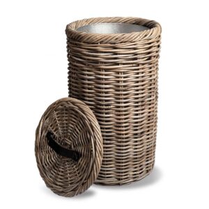 Versatile Tall Natural Woven Trash Bin with Metal Liner
