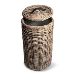 Versatile Tall Natural Woven Trash Bin with Metal Liner