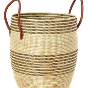 3-Piece Mixed Pattern Woven Baskets with Leather Handles