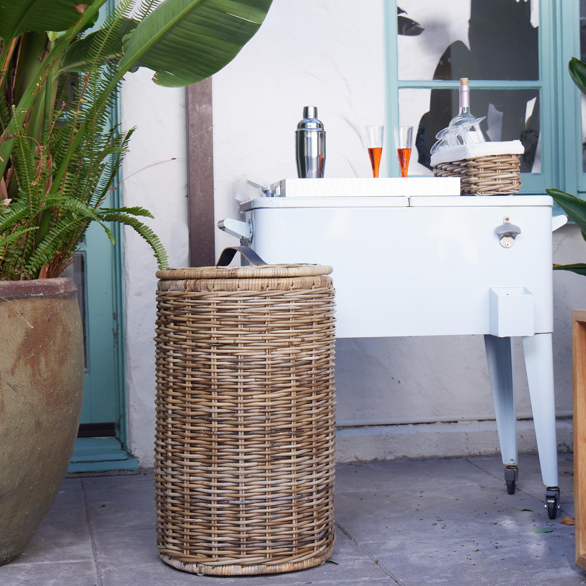 Versatile Tall Natural Woven Trash Bin with Metal Liner - Image 5